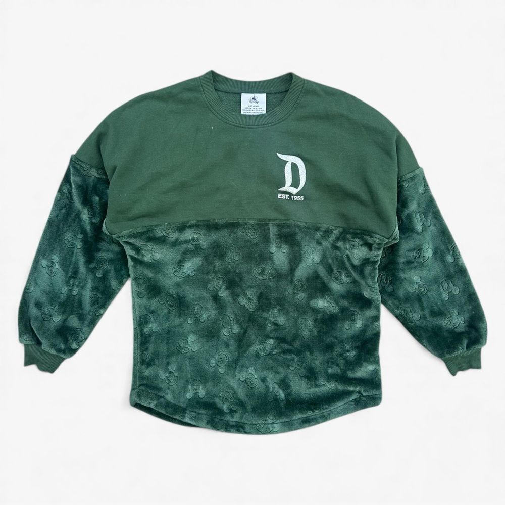 Disneyland Resort Green Mickey Mouse Plush Sweatshirt Size Small Spirit Jersey